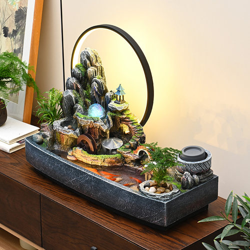 假山流水生财摆件鱼池循环水造景