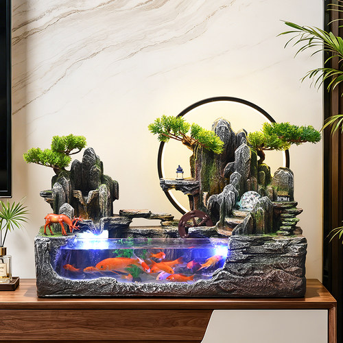 假山鱼缸流水摆件循环水观赏喷泉