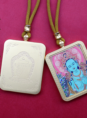 工厂批发钛钢半手绘描金唐卡绿度母白度母药师佛唐卡随身佛牌项链
