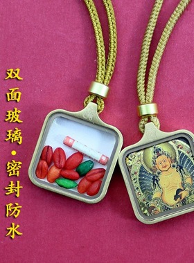 钛钢迷你手绘描金唐卡项链