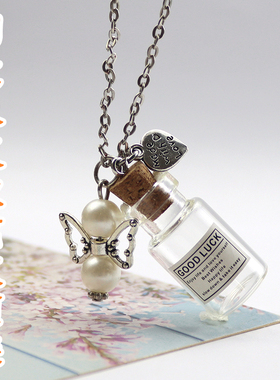 跨境透明玻璃瓶吊坠项链
