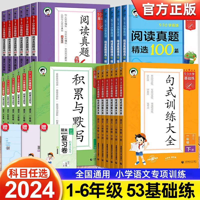 2024新版53基础练小学语文句式训练大全通用版53阅读真题60篇积累与默写一二三四五六年级上下册53小学生基础练五三曲一线专项训练