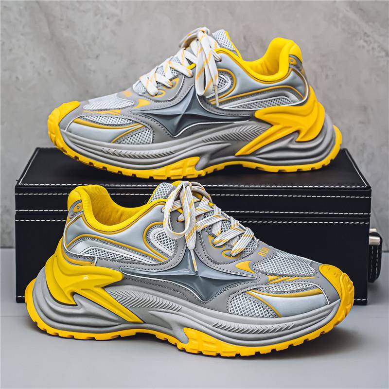 男鞋2025新款秋季小众潮流网面透气厚底增高休闲跑步运动老爹潮鞋