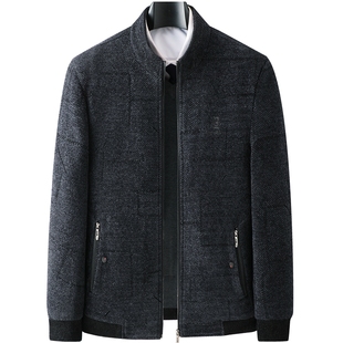 中年人男装 爸爸秋冬装 夹克衫 雪尼尔棉服中老年男士 棉衣外套 加厚款