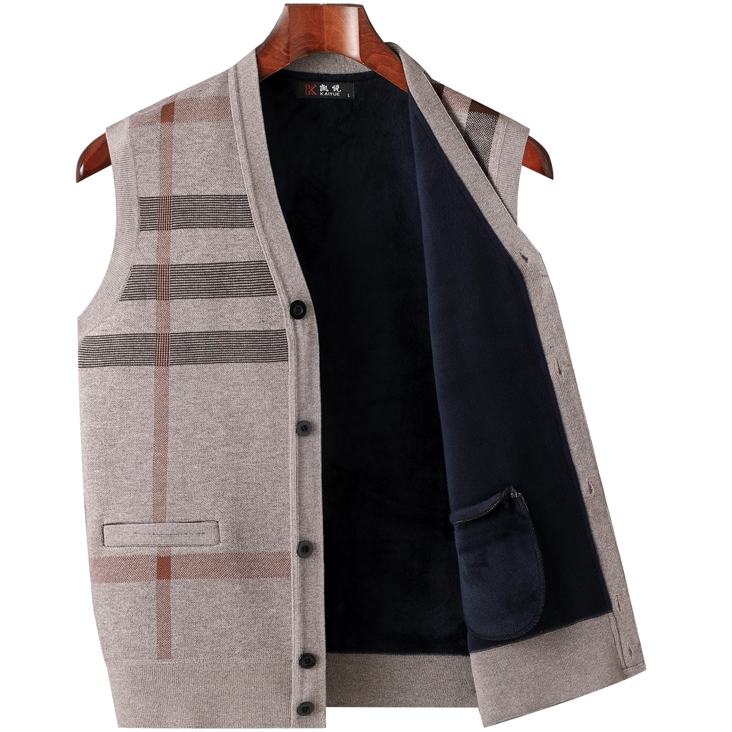 秋冬季男士开衫背心爸爸装马甲坎肩中老年人加绒加厚老人冬装毛衣