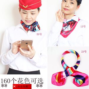 新款职业丝巾女空姐小方巾银行小丝巾酒店方巾职业装围巾工装纱巾
