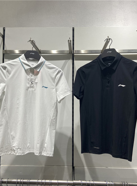 李宁T恤2022秋季POLO衫男子健身速干翻领简约休闲运动短袖APLS173