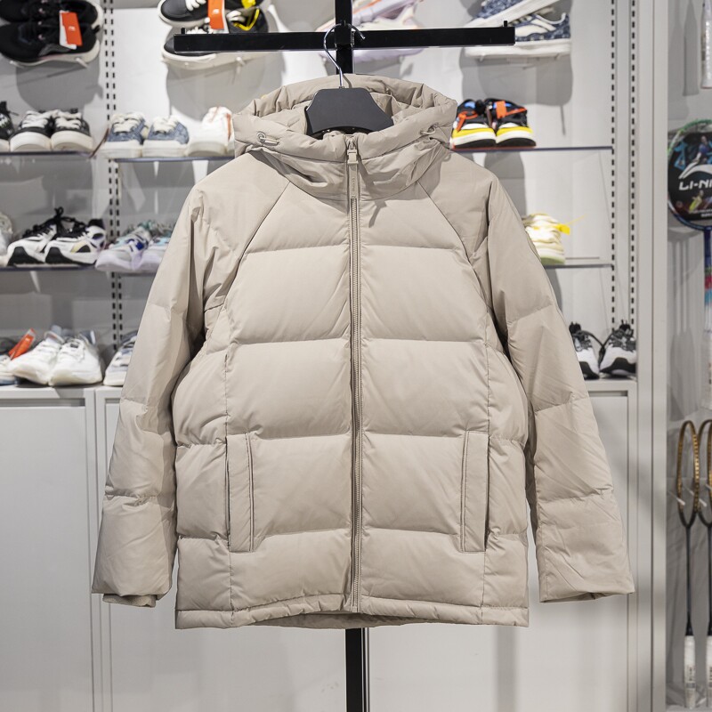李宁保暖连帽短款女子羽绒服