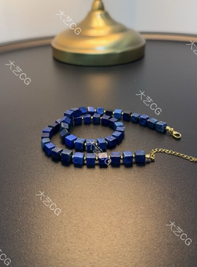 小众青金石项链方块珠串蓝色高级感新中式串珠