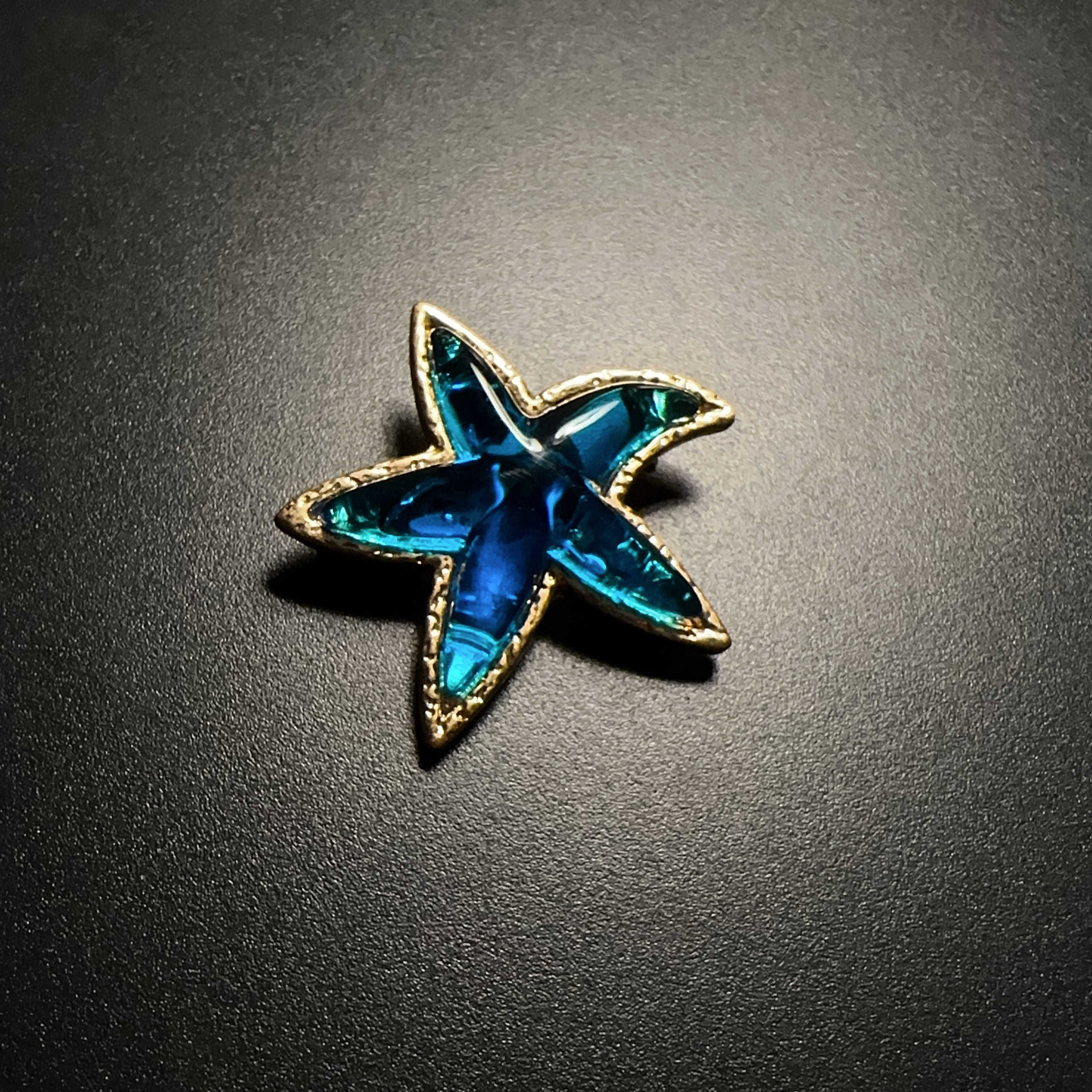 复古蓝色海星胸针vintage饰品重工琉璃个性中古衣服装饰