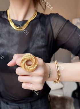 小众镂空戒指金色高级感时尚夸张配饰