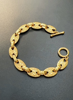 复古宫廷风手链金色个性手环vintage中古风饰品OT扣