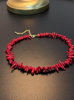 红色项链不规则民族风复古颈链