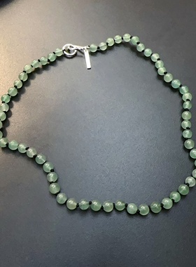 青绿玛瑙石项链珠子vintage颈链串珠彩色choker复古简约小众高级