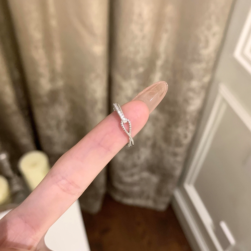 韩系清冷交叉闪钻开口食指戒女