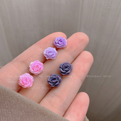 超仙雾蓝玫瑰花耳钉女2025新款 爆款 高级感小清新耳环小众设计耳饰