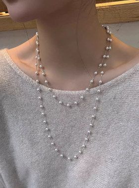 长款满天星珠珠项链配饰女秋冬毛衣链大气高级感锁骨链颈链