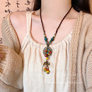饰配饰 项链女复古民族风毛衣链国风禅意挂脖装 新中式 陶瓷串珠长款