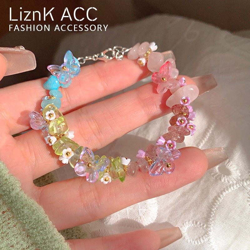 适合夏天的手链女款天然石花朵串珠编织绳森系轻奢小众叠戴手饰品