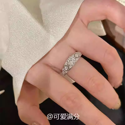 超闪！银色布布拉提蕾丝钻戒女小众设计布布风高级感锆石戒指送礼