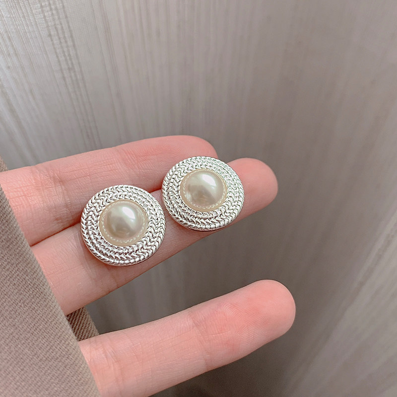欧美高级感重工设计锆石微镶大珍珠耳钉2025年新款潮个性百搭气质