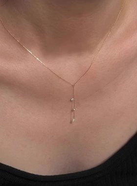 仿微镶锆石项链女超闪简约风精致长款吊坠锁骨链项链女款2026新款