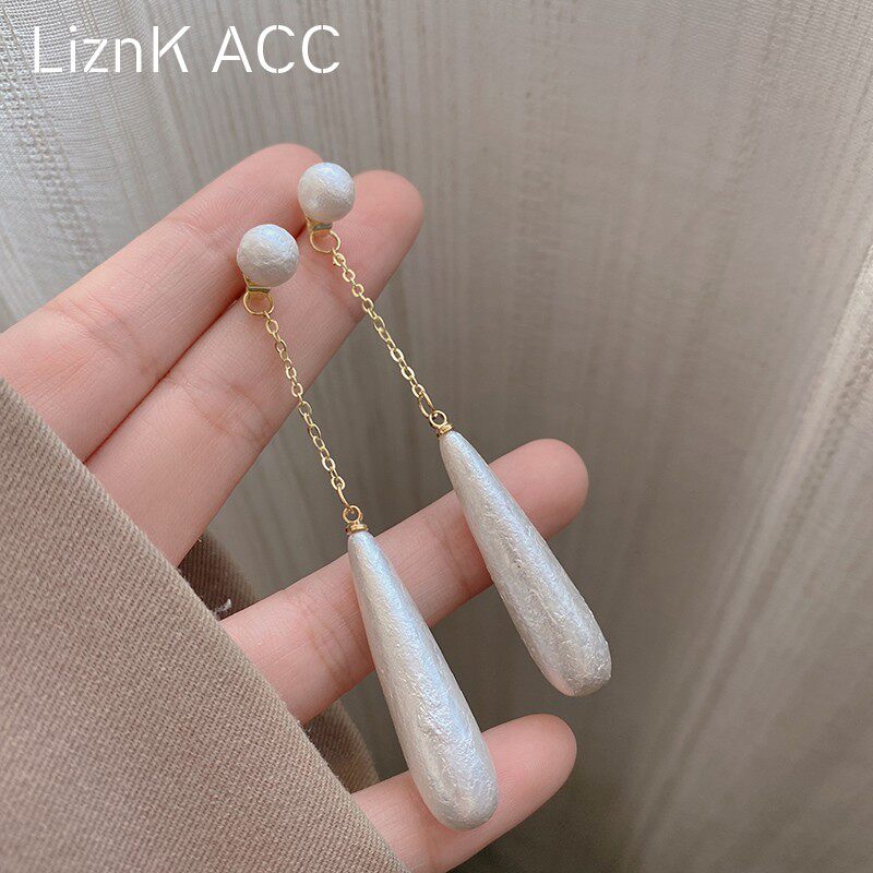 法式优雅美学~纹理水滴珍珠耳环女小众设计高级感两戴式耳钉耳饰