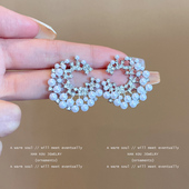 「璀璨星河」敲辣 珍珠耳钉女小众设计感高级感轻奢耳环气质耳饰