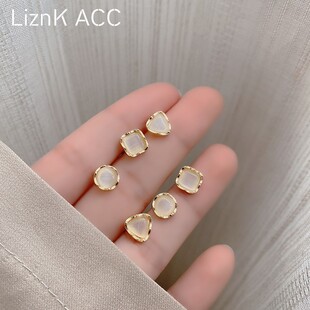 潮小众设计感耳环女夏季 猫眼石耳钉2022年新款 6六件套装 独特个性