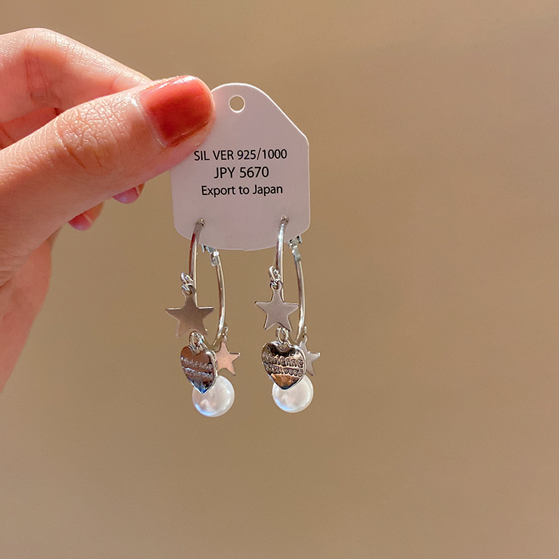 简约冷酷风星星爱心耳环女2025新款高级感耳钉小众设计感耳坠耳饰