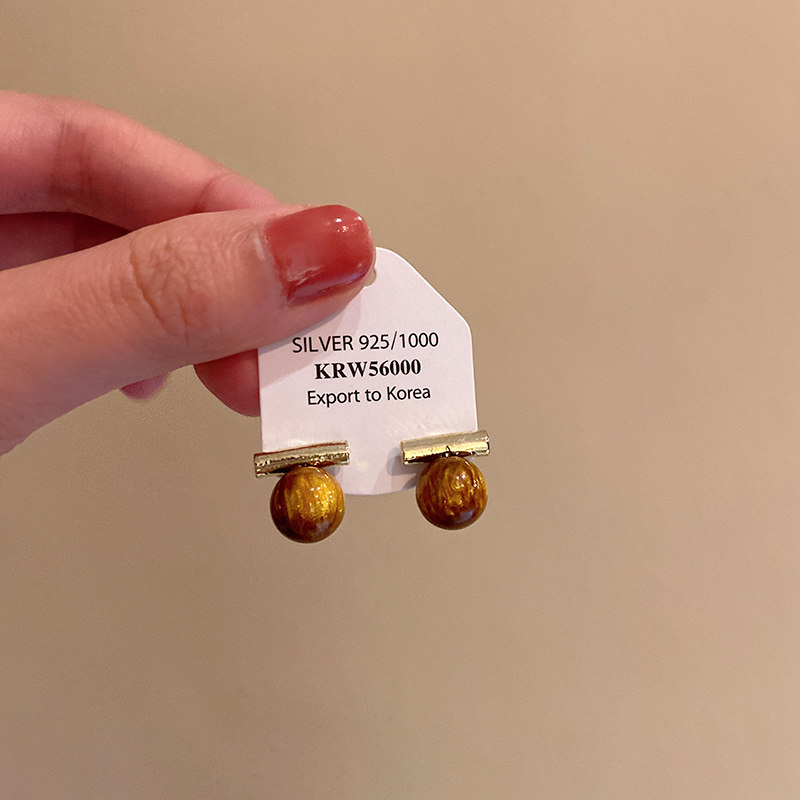 几何一字美拉德色系耳钉秋冬高级感耳环女2025年新款简约个性耳饰