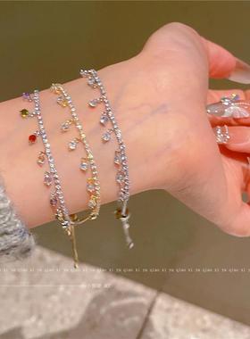 超闪气质锆石流苏水滴手链ins风轻奢小众高级感小众甜美炫彩手链