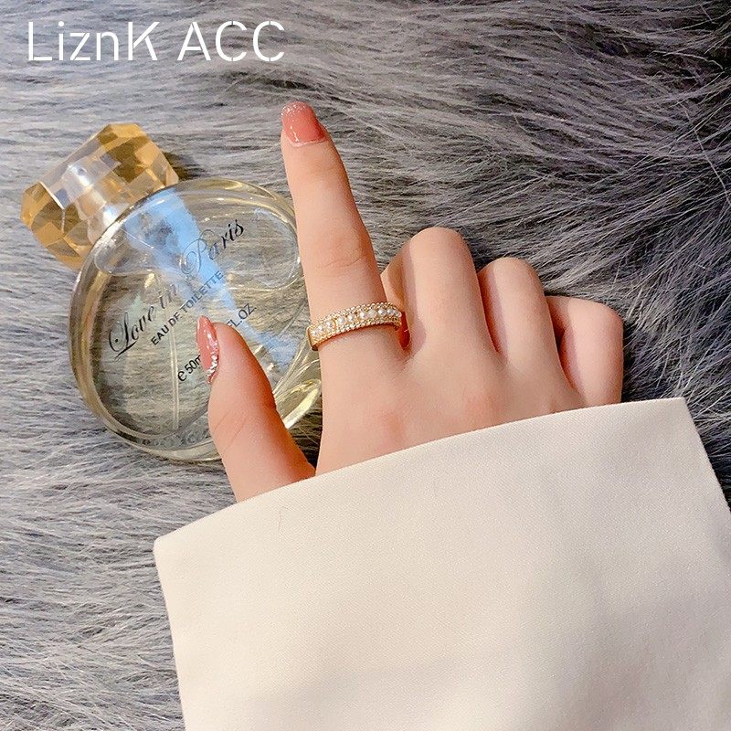 NICHE DESIGN PEARL RING WOMENS FASHION PERSONALITY LUXURY INS TIDE INTERNET CELEBRITY COLD WIND JAPANESE LIGHT LUXURY RING