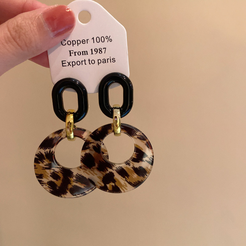 秋冬复古港风豹纹耳环女2025新款高级感小众设计独特气质耳圈耳饰