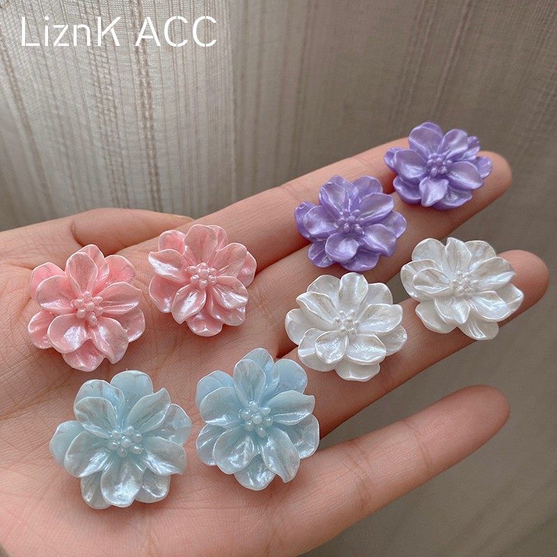 轻奢山茶花耳钉女韩国网红气质耳环2025新款爆款高级感小众耳饰品