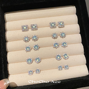 冰清玉洁危水蓝清冷感精致耳钉气质高级感轻奢独特小众设计感耳环