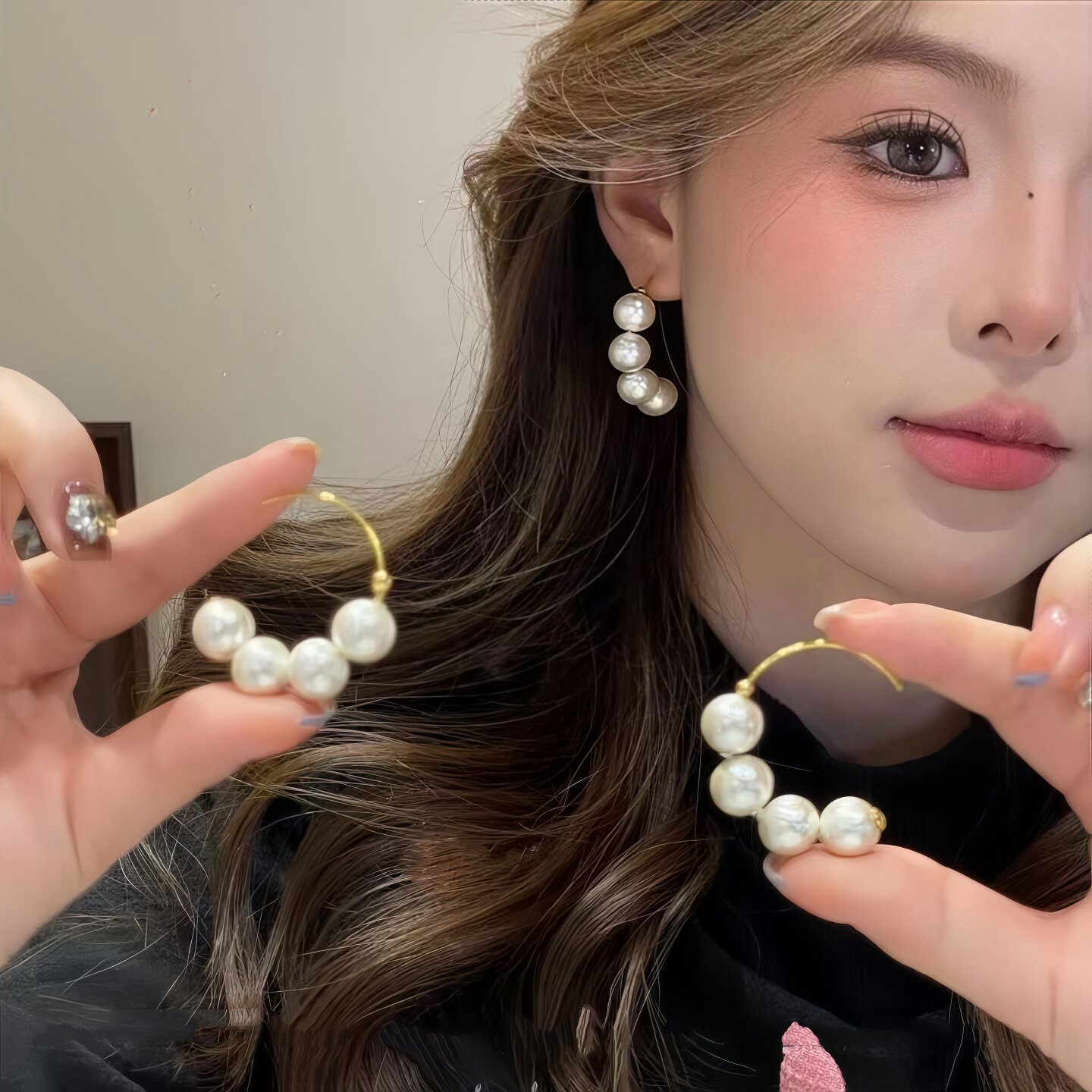 简约显气质珍珠C圈耳环女轻奢高级感小众耳钉2025新款爆款耳饰潮