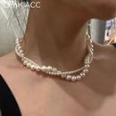 轻奢高级设计感小众锁骨链短款 双层缠绕珍珠项链颈链女2024年新款