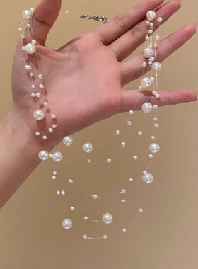 漫天星辰多层珍珠项链女小众设计感高级感锁骨链秋冬气质轻奢颈链