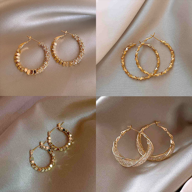 高级感不规则金属圆圈耳环女轻奢小众设计感网红气质夸张耳圈耳饰