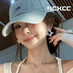 碎银双层五角星耳环轻奢高级感2025巨好看耳钉超好看独特漂亮耳饰