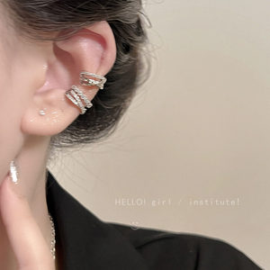 冷淡风多层锆石耳骨夹轻奢高级感耳环2024新款爆款无耳洞耳夹耳饰