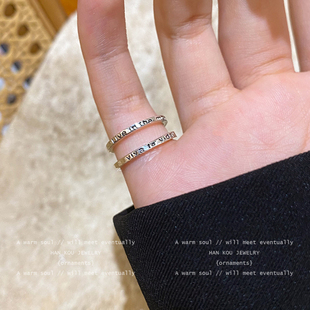 viva la vida!人生万岁复古滴釉字母尾戒小拇指戒指开口时尚百搭