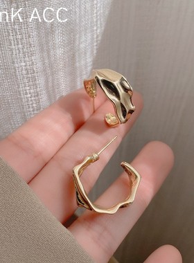 针复古港风c形耳钉2021年新款潮小众设计感网红耳环女简约