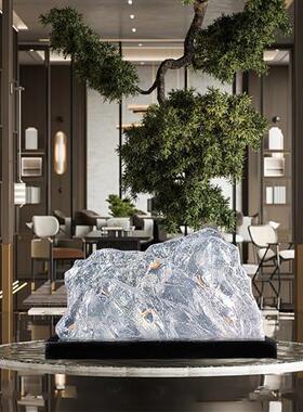 现代简约透明假山桌面摆件树脂雕塑酒店样板房客厅别墅装饰工艺品