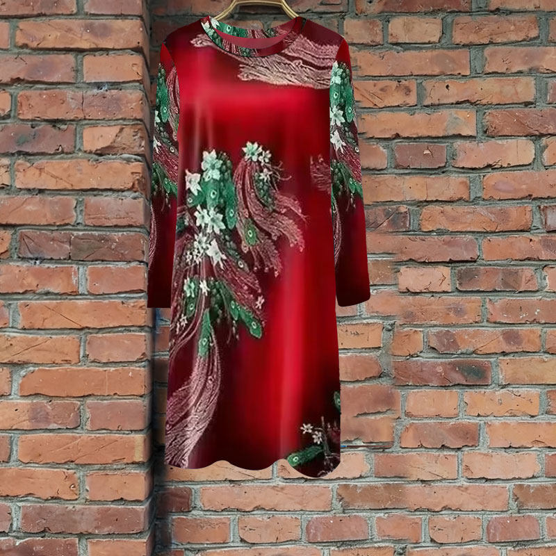 春夏妈妈装洋气40岁到50岁新款高档遮肚长袖宽松秋冬中老年连衣裙