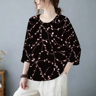 爆款七分袖女装夏季宽松妈妈打底衫上衣外穿小众洋气圆领显瘦T恤