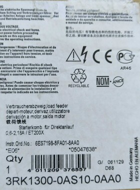 3RK1300-0AS10-0AA0全新原装 过载荷馈线 程剩下全新没用
