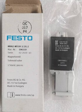 全新原装FESTO电磁阀 MHA2-MS1H-3/2G-2  196119 现货