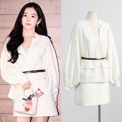 [现货]裴珠泫同款宽松套头羊毛毛织上衣温柔风百搭半身裙套装